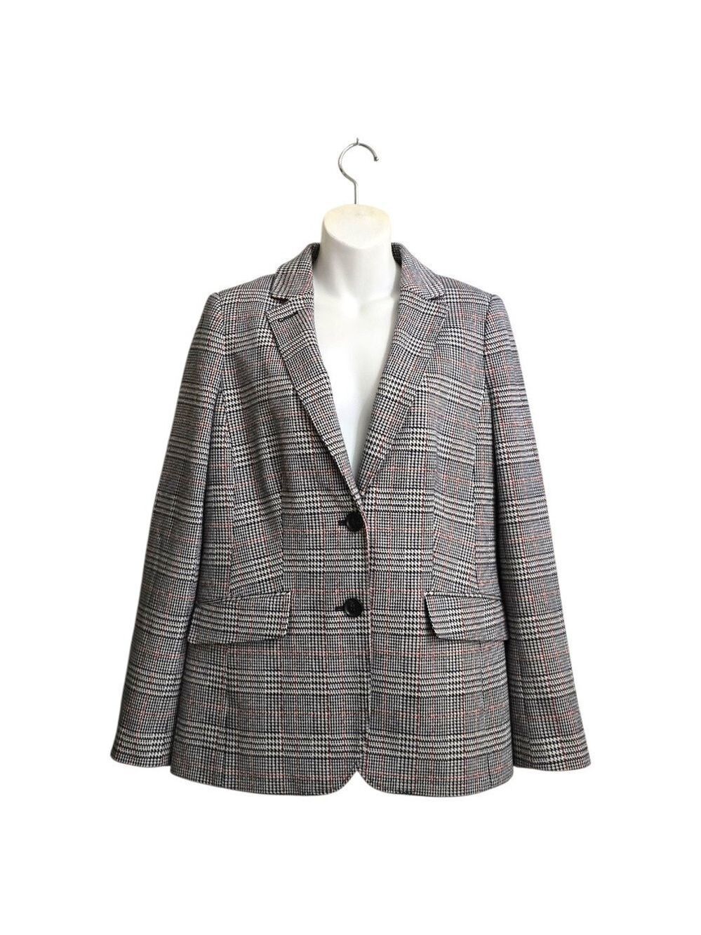 Talbots Aberdeen Knit Glen Plaid Jacquard Blazer Sz 8